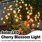 Solar Cherry Blossom Ground Lamp Garden Flowers Waterproof For Garden Lights Led