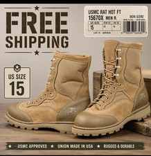 Danner USMC RAT Hot Weather Combat Boots 15670X Men’s 15R Tan & Made In USA