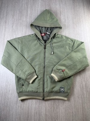 Mekka USA Arbeitsjacke mit Kapuze Vintage grün gesteppt gefüttert Duck Canvas Herren Gr. M