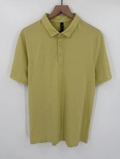 Lululemon Evolution Polo Shirt Men s Large Yellow Short Sleeve Performance