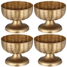 4 Pcs Distressed Vintage Gold Compote Vase for Centerpieces Compote Bowl 8'' ...
