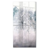 Glas-Wanduhr Im Hochformat FüR Wohnzimmer WinterbäUme WeißE Zeiger 30X60 Cm