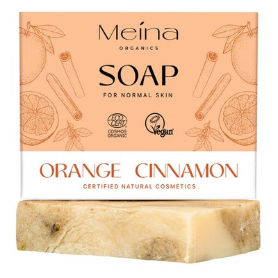 Meina Bio Seifenstück mit Orange und Zimt, 100% natürlich zertifiziert,