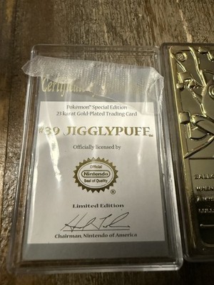 pokemon jigglypuff 1999 gold card 23K Gold Plated 1999 Pokemon JIGGLYPUFF #39 Trading Card Bar NO CASE