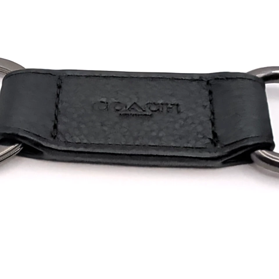 Coach Llavero Valet Cuero Negro Lujo FOB Anillo Unisex Regalo Foto 2 de 4