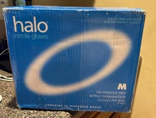 Halo Nitrile Exam Gloves Size Medium 10 dispenser boxes of 100 (1,000) DASH Case
