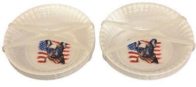 Patriotic USA Melamine Salad Bowls 2 Sets Of 4 French Bulldog Hotdog Truck 6.5 