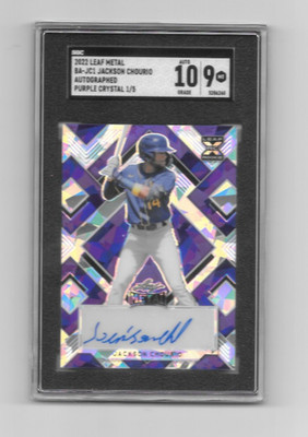 Jackson Chourio  2022  Leaf Metal Auto 1/5  SGC 9 MINT