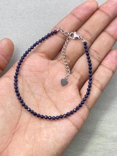 Blue Sandstone Faceted Round 2MM Tiny Gemstone Beads Beautiful Bracelet 6-8"