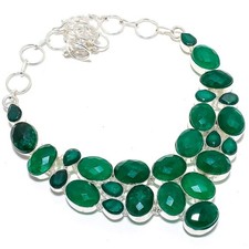Emerald(Simulated) Gemstone Handmade Jewelry Necklace 18"