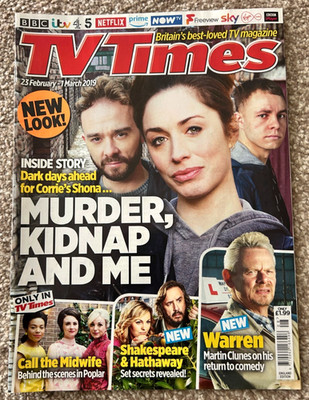 TV TIMES 23/2/2019 JACK P SHEPHERD Martin Clunes DAVID JASON Jordan Banjo ASHLEY