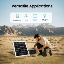 Solar Panel Power Generator Kit Battery Pack Power Station w/ 4 Bulbs Portable