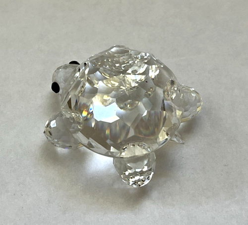 SWAROVSKI Silver Crystal Turtle Tortoise Figurine Black Eyes Swan Signed NIB - Picture 4 of 6