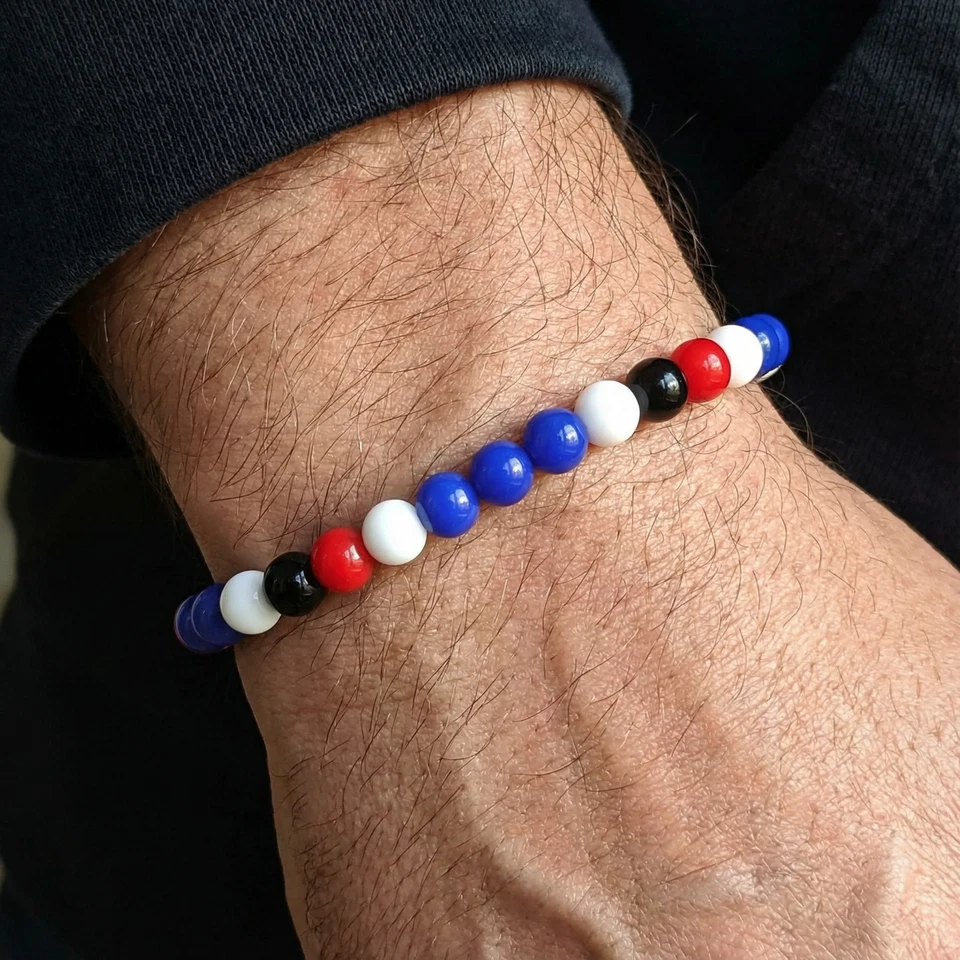 Bracciale SAMPDORIA Perle braccialetto bandiera della Samp elastico Uomo e Donna - Immagine 3 di 4