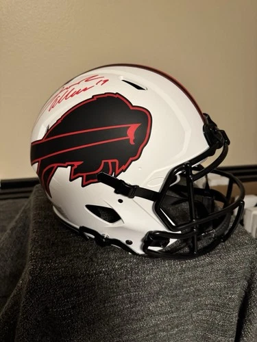 Buffalo Bills Josh Allen Autographed Football Helmet White/Red Black Logo
