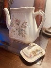 Ironstone China Floral Coffee Pot White Multicolor Rectangular Lid Ironstone — photo 5