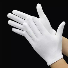 12 Pairs White Cotton Gloves for Eczema Dry Hands Breathable Work Glove Liners M