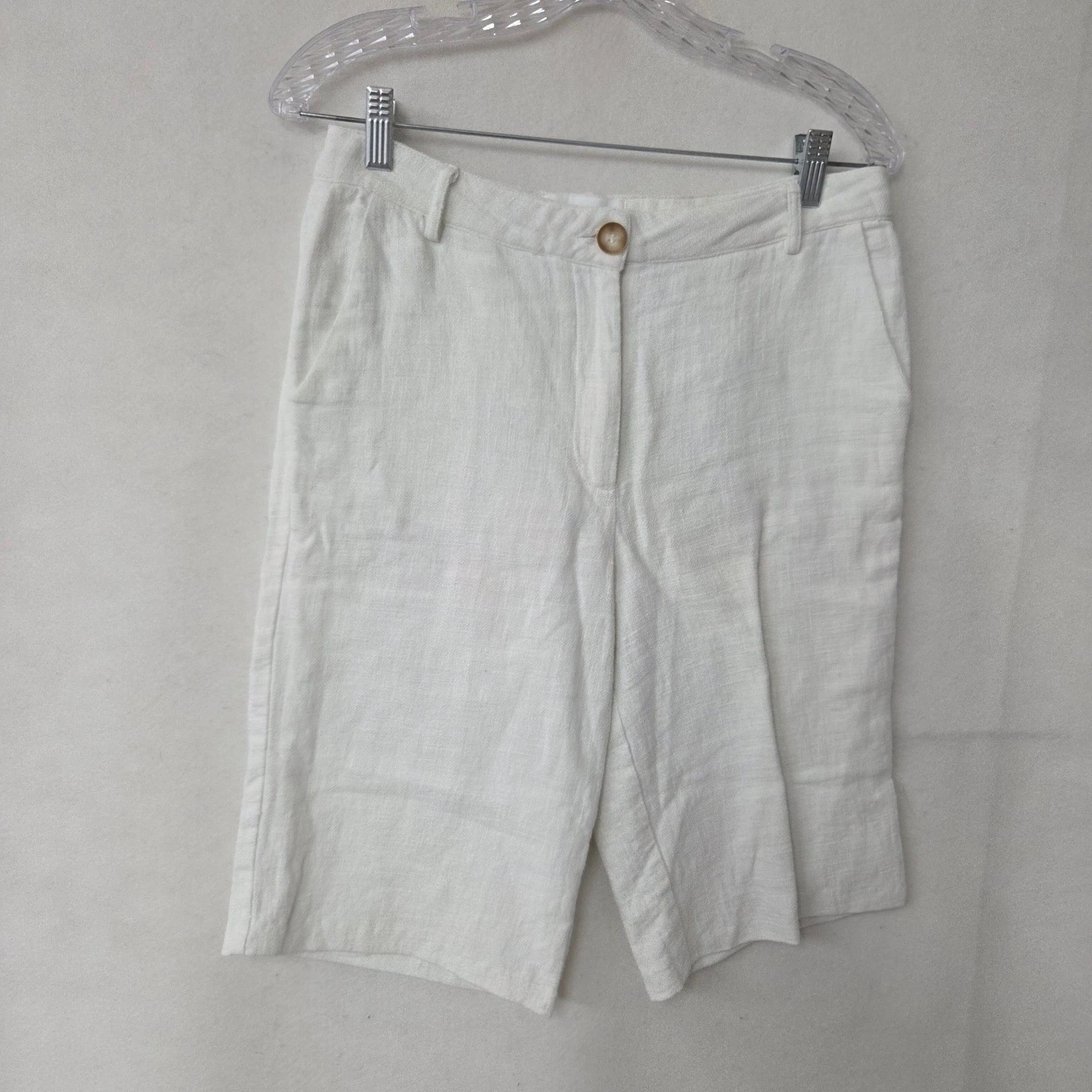 Ett Twa Bermuda Shorts Women S White 100% Linen Lined Casual Summer Lined Beach
Opens in a new windo