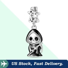 KUNSIR 925 Sterling Silver Charm Cute Reaper Charm Pendant for Bracelet Necklace
