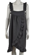 Sunner Dress Size 6 Gray Plaid Shift Sleeveless Asymmetrical Hem Wool Casual