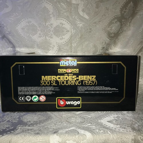 Bburago 1957 Mercedes Benz 300 SL TOURING -1:18 Diecast Model Car White w/Red - Picture 7 of 14