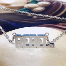 REBEL Pendant Block Letter Necklace with Swarovski Crystals Jewelry By Controse
