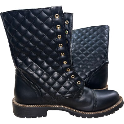 Shoedazzle Mid Calf Lug Black Boots No Shoelaces