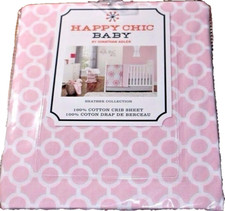 Jonathan Adler Happy Chic PINK White Chain Link Fitted Crib or Toddler Sheet