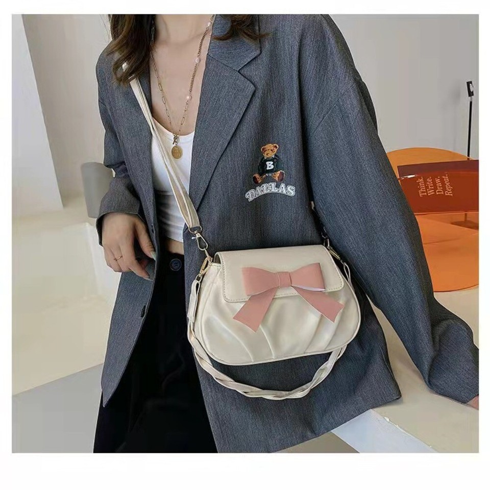 Bow Small Round Bag Waterproof Single Shoulder Bag Fashion Messenger