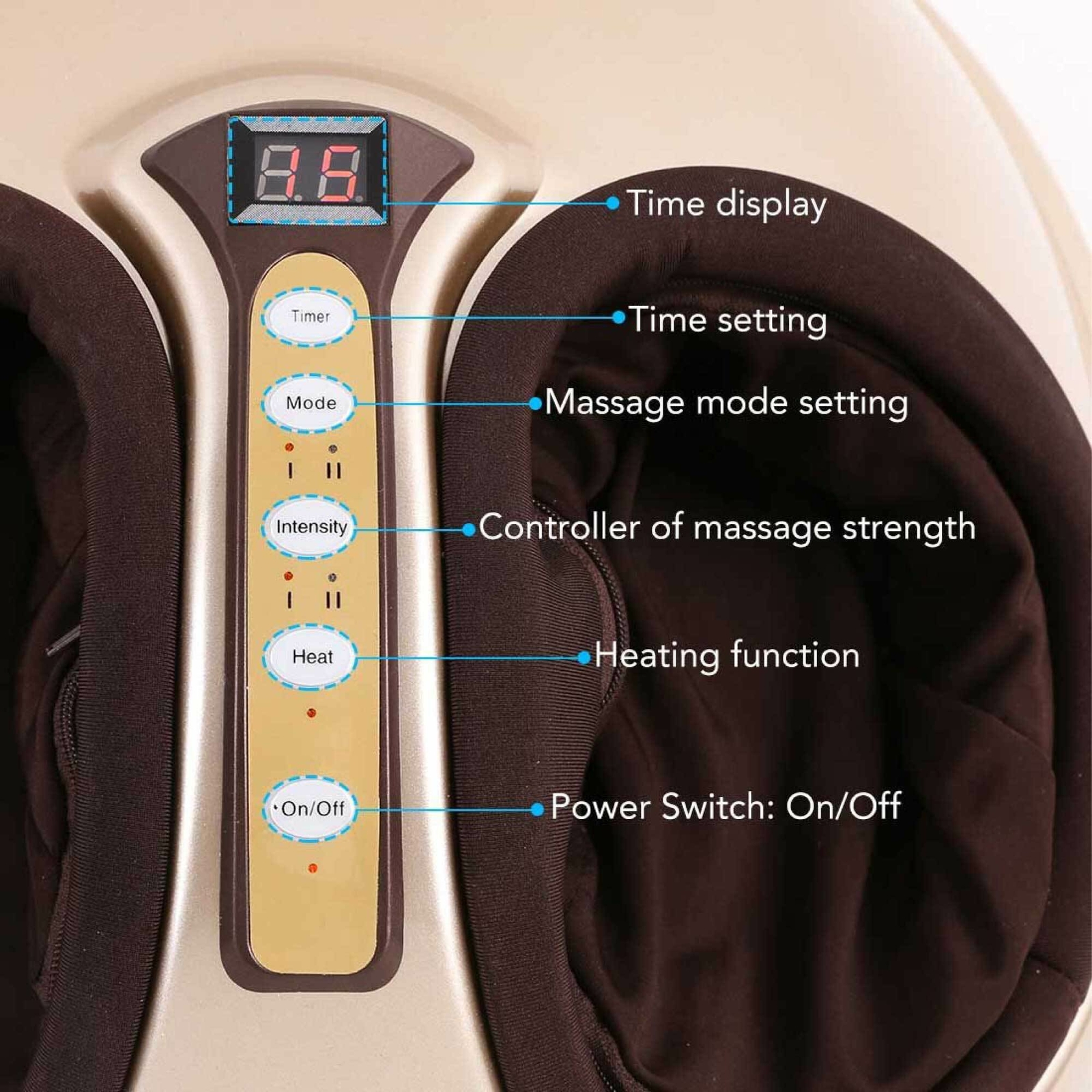 Foot Massager Machine Gold 3D Shiatsu Heat Kneading Pressing Relax Home