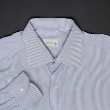 Brioni Dress Shirt Mens 41 / 16 Light Blue Stripe Button Up Long Sleeve Cotton