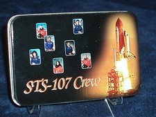 #13 NASA STS-107 CREW HEAVY DUTY LOCKING BLADE POCKET KNIFE w COLLECTOR TIN