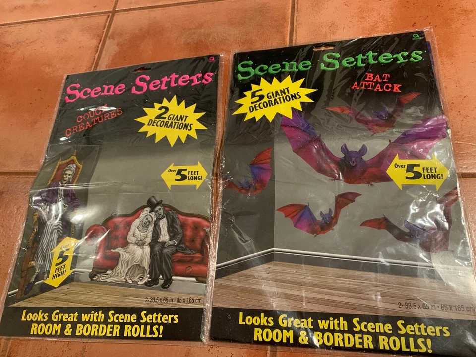 VINTAGE Creatures Skeleton Wall Decoration Halloween Haunted NOS Scene Setters - Image 3 of 4