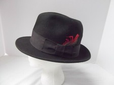 Vintage Bee Hats men black wool fur felt fedora The Ascot 23in band
