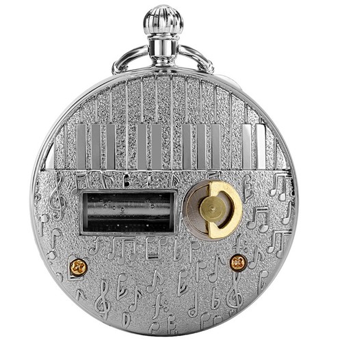 Uncommon Musical Pocket Watch Quartz Fob Watches Silver Tone Christmas Gifts - Picture 6 of 10