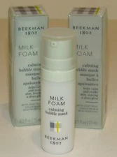 2 Beekman 1802 Milk Foam Calming Bubble Face Mask 0.5 Oz Each Travel Size NIB