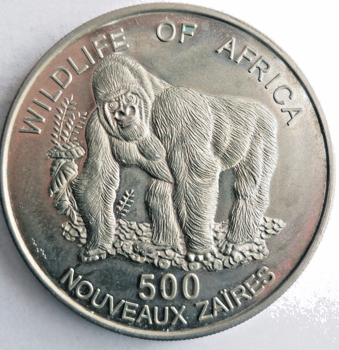 1996 ZAIRE 500 ZAIRES - AU/UNC - Very Rare Silver Proof Coin - Lot #N9