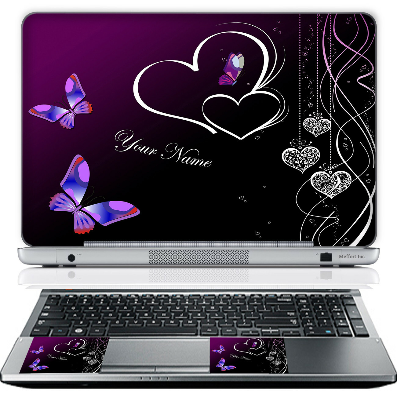 17 Inch Laptop Skin Sticker Cover Art Decal & Wrist Pad Customize Your text