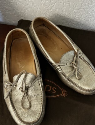 TOD'S Leather Laccetto Gommino Driving Shoes 37 1/2
