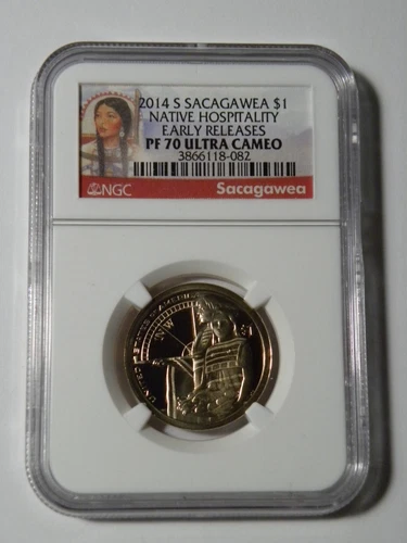 2014 S NGC PF70UCAM PROOF SACAGAWEA DOLLAR NATIVE HOSPITALITY