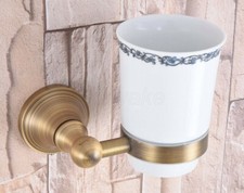 Antique Brass Toothbrush Holder Ceramic Cup Holder Wall Mounted Zba166