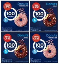 Fiber One 100 Calories Donuts Chocolate and Strawberries & Creme (4 Boxes)
