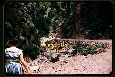 Car on Phantom Canyon Road in Colorado in 1957, Kodachrome Slide aa 28-19a