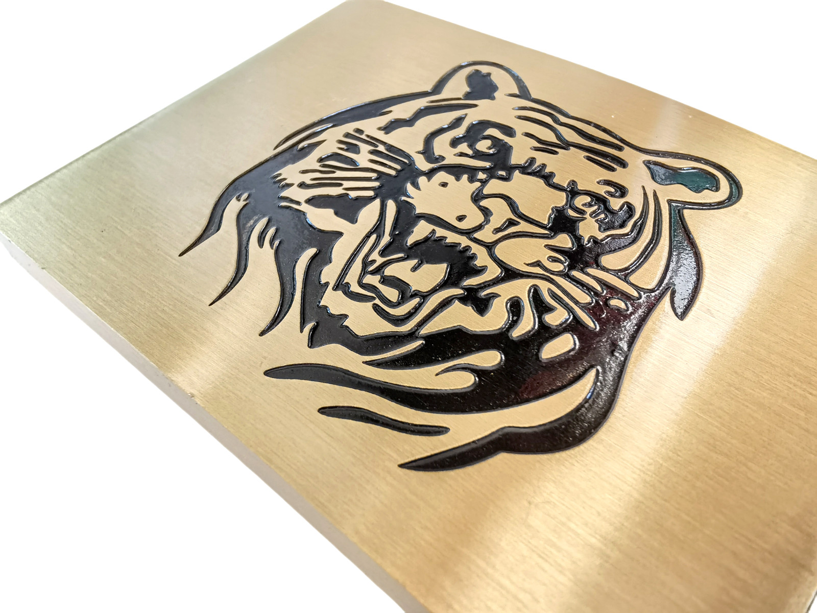heavy thick solid brass rectangular tiger pattern… - image 4