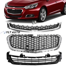 Fits 2014-2016 Chevrolet Malibu Front Upper Center Lower Grille Grill Set 3pcs
