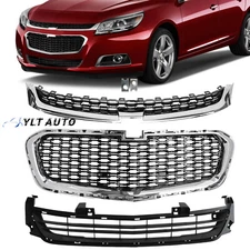 Fits 2014-2016 Chevrolet Malibu Front Upper Center Lower Grille Grill Set 3pcs