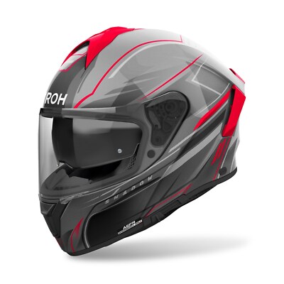 Airoh Spark 2 Shadow Motorcycle Helmet (Matte Grey/Black/Red) Size: L (59)