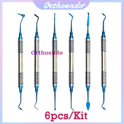 EDSE SURGICAL 6-Piece Dental Composite Filling Instruments Set - Blue Titanium Coated
