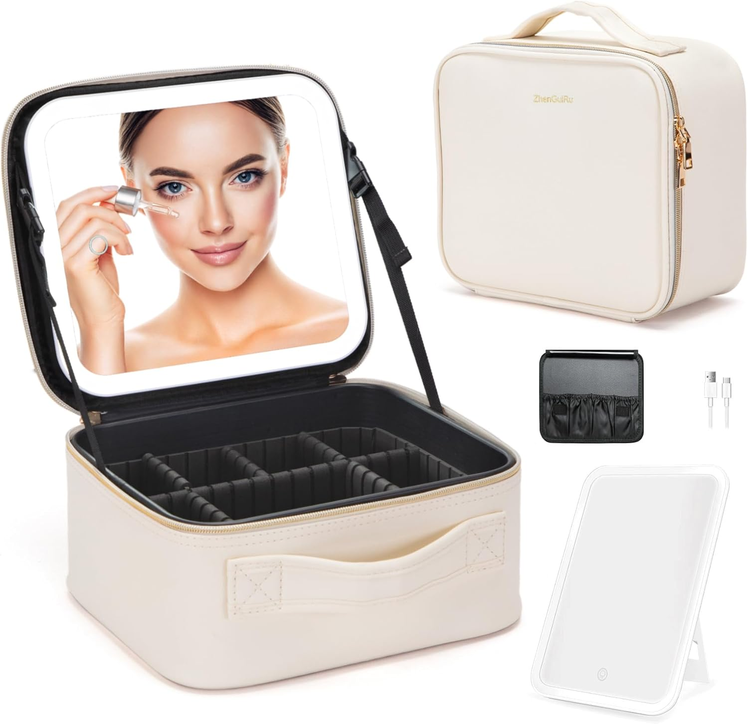 LED Makeup Train Case with Lighted Mirror - Portable & Stylish-image