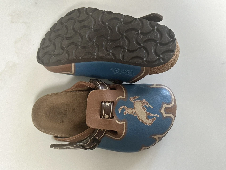 Zuecos Birkenstock Boston Vaquero Azul Vintage Años 90 Niños Talla C8 165 RARO Foto 3 de 4